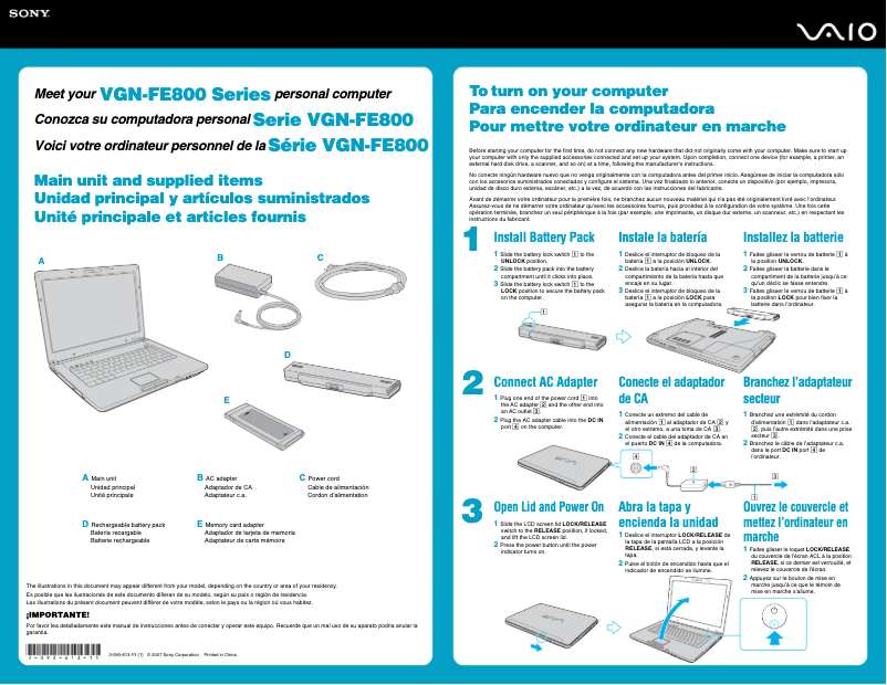 Page n°1 - Manuel utilisateur Sony Vaio VGN-FE880E