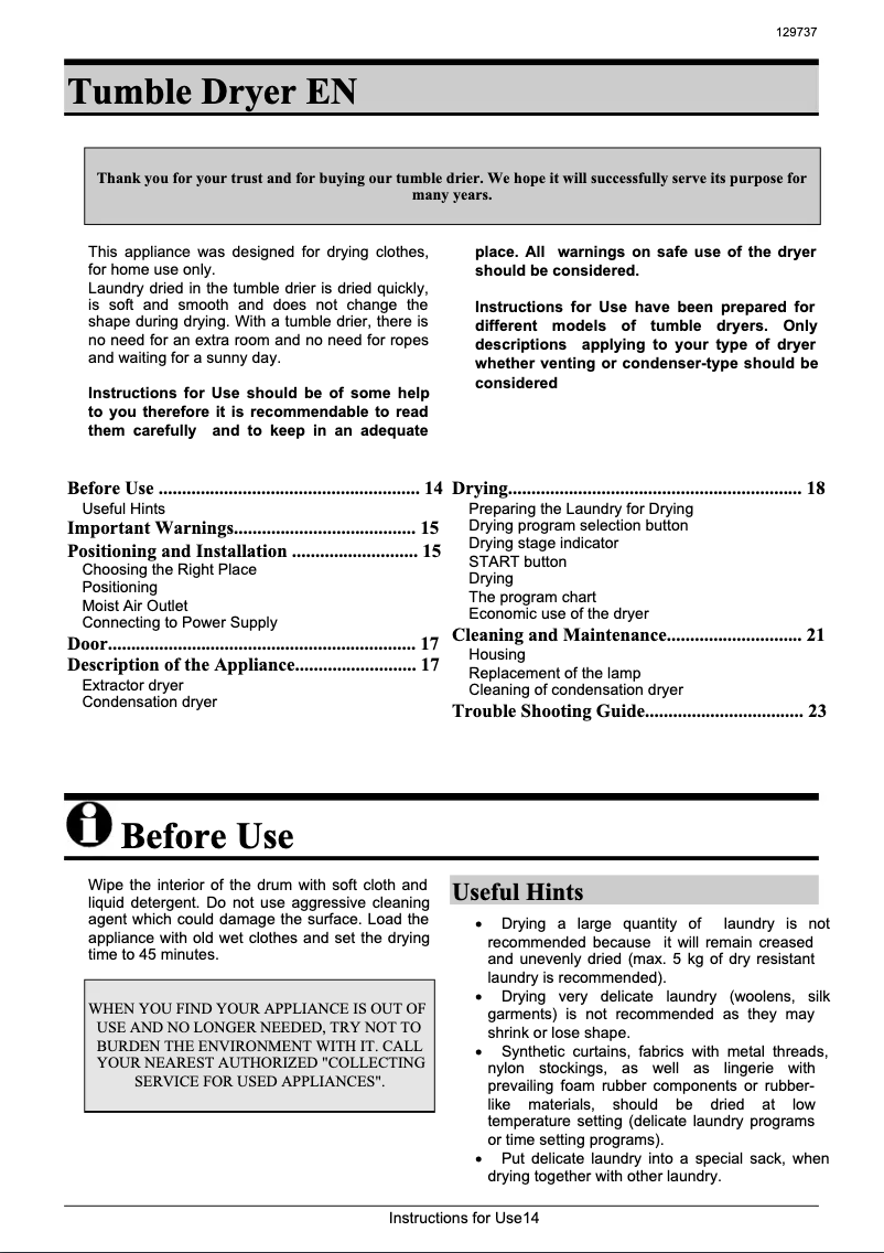 Page n°1 - Manuel utilisateur Gorenje WT 941