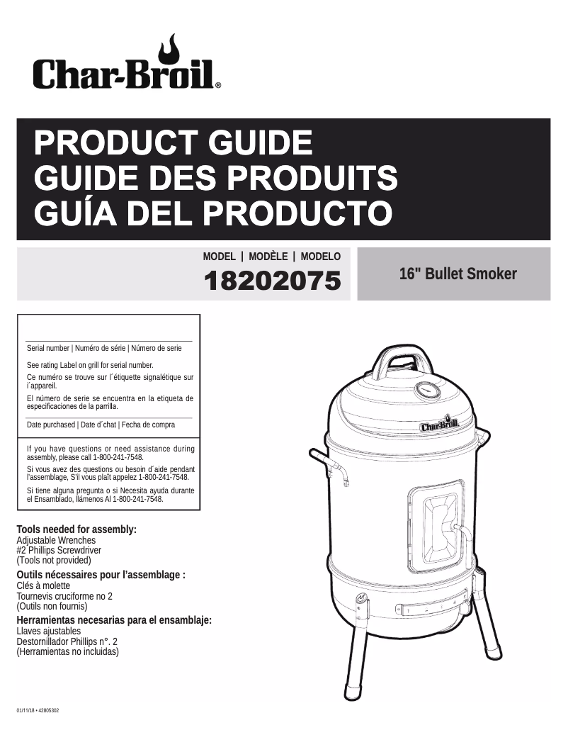 Page 1 de la notice Manuel utilisateur Char-Broil 18202075