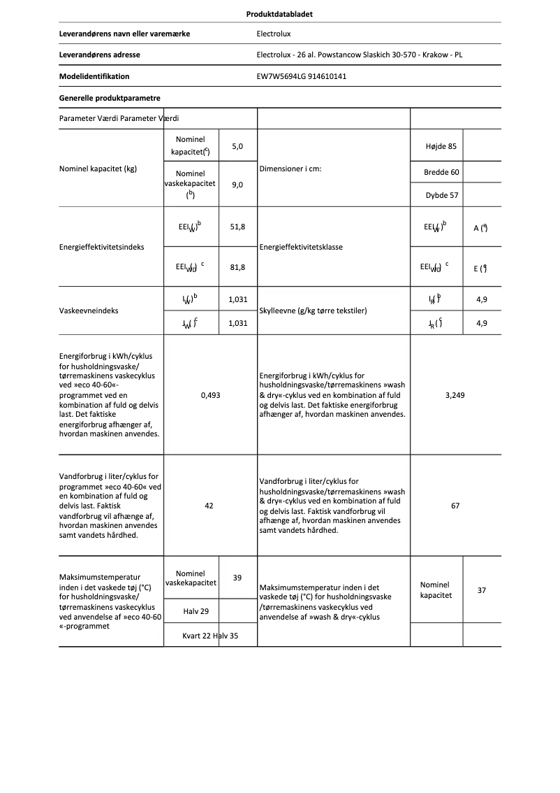 Page 1 de la notice Manuel utilisateur Electrolux EW7W5694LG