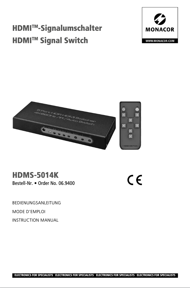 Page n°1 - Manuel utilisateur Monacor HDMS-5014K