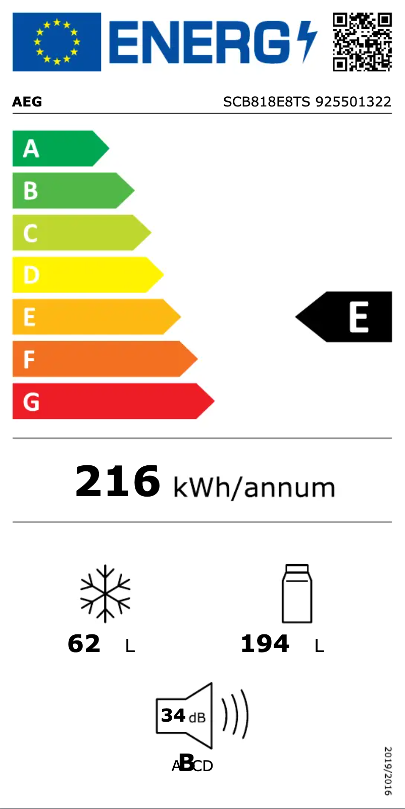 Page n°1 - Label énergétique AEG SCB818E8TS