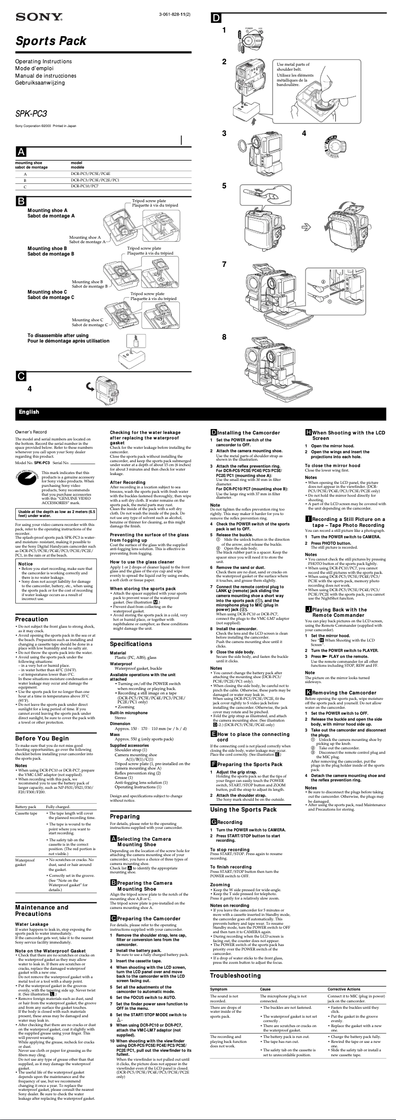 Image de la première page du manuel de l'appareil SPK-PC3