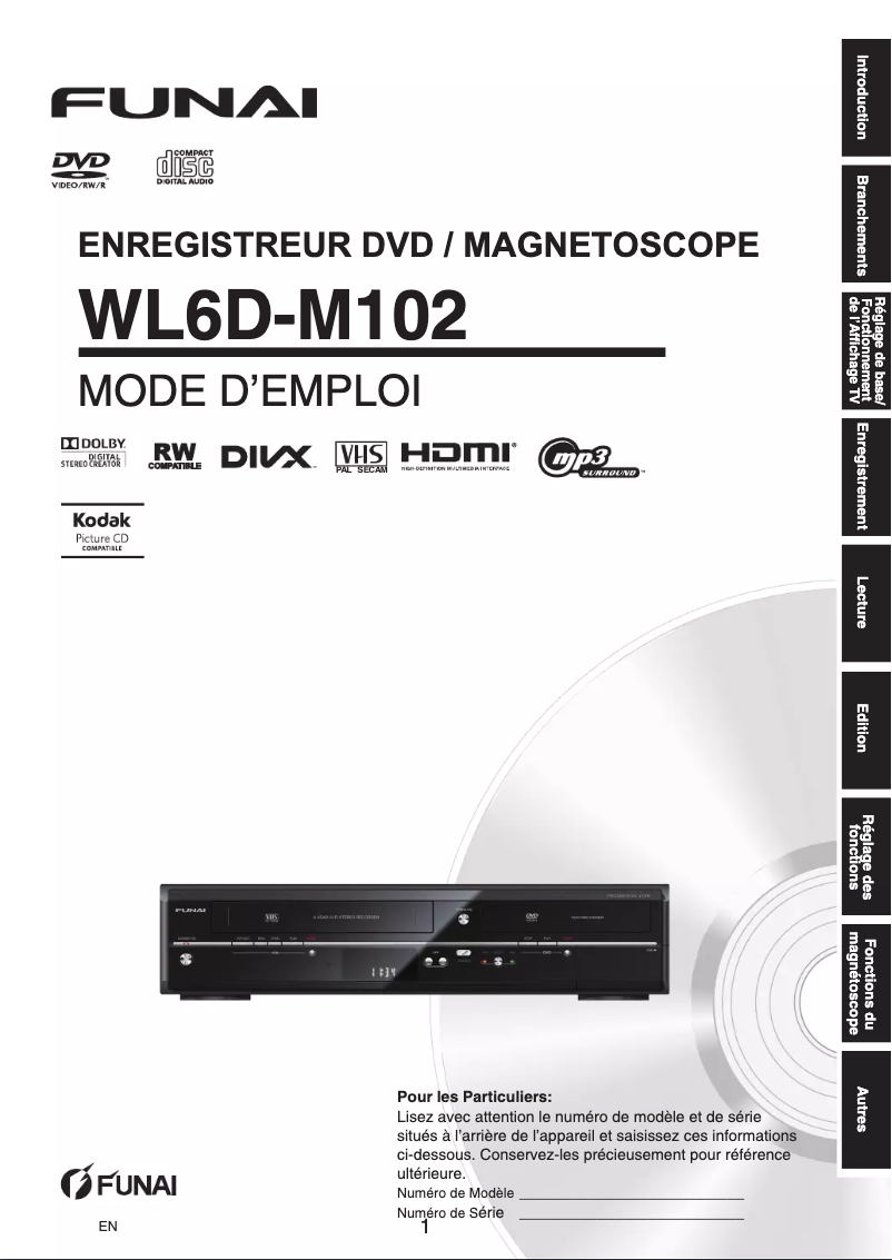 Page n°1 - Manuel utilisateur Funai WL6D-M102