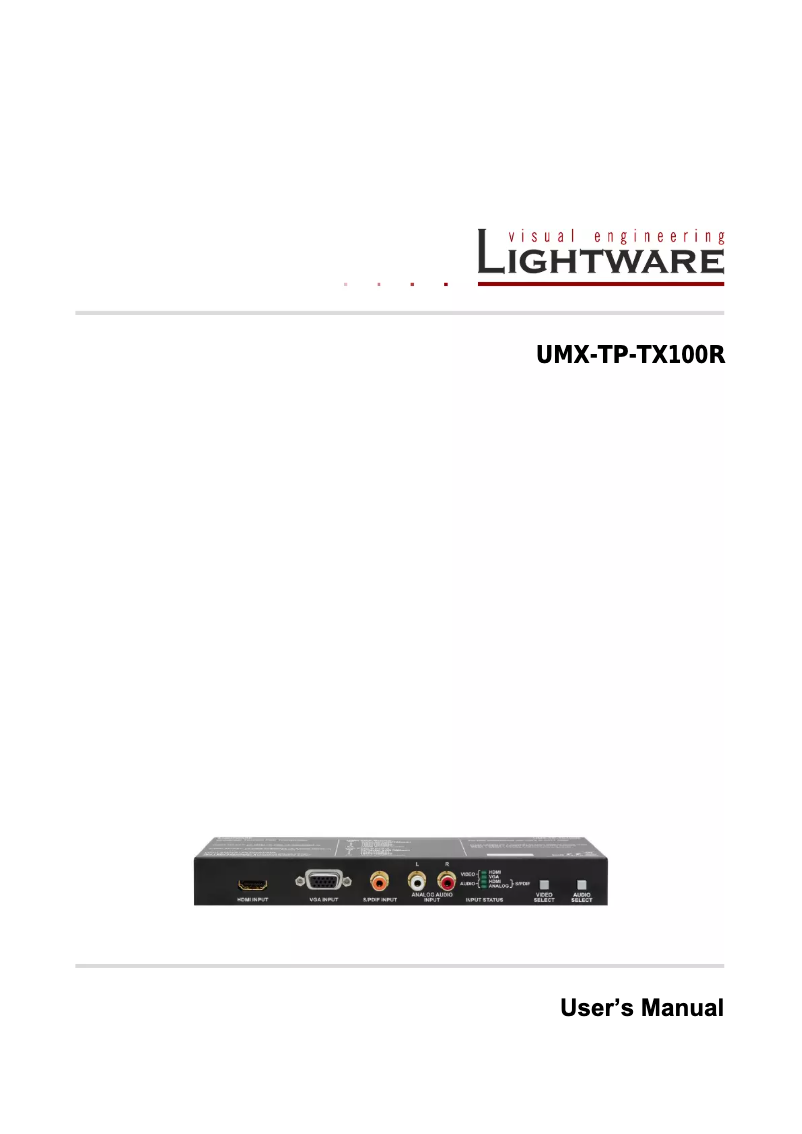 Page 1 de la notice Manuel utilisateur Lightware UMX-TP-TX100R