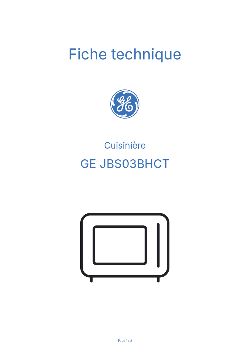 Image de la première page du manuel de l'appareil JBS03BHCT