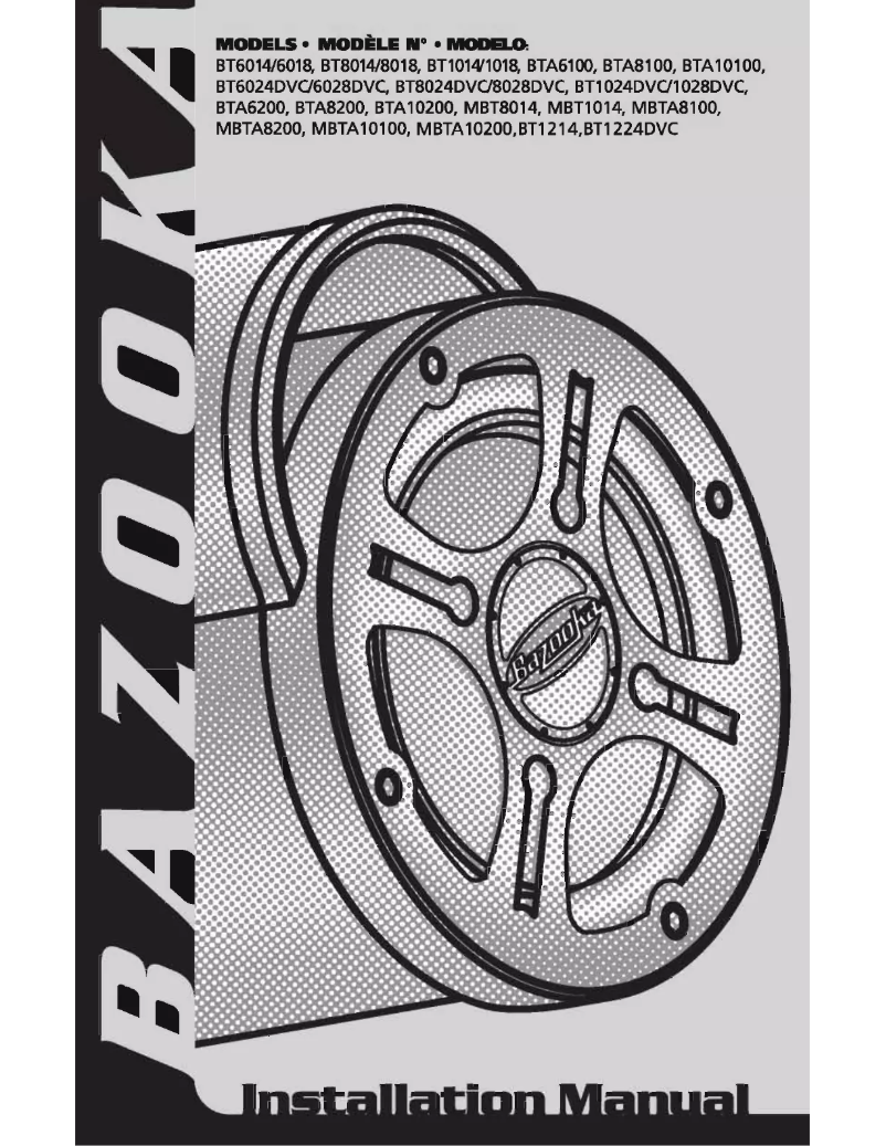 Page 1 de la notice Manuel utilisateur Bazooka BT1214