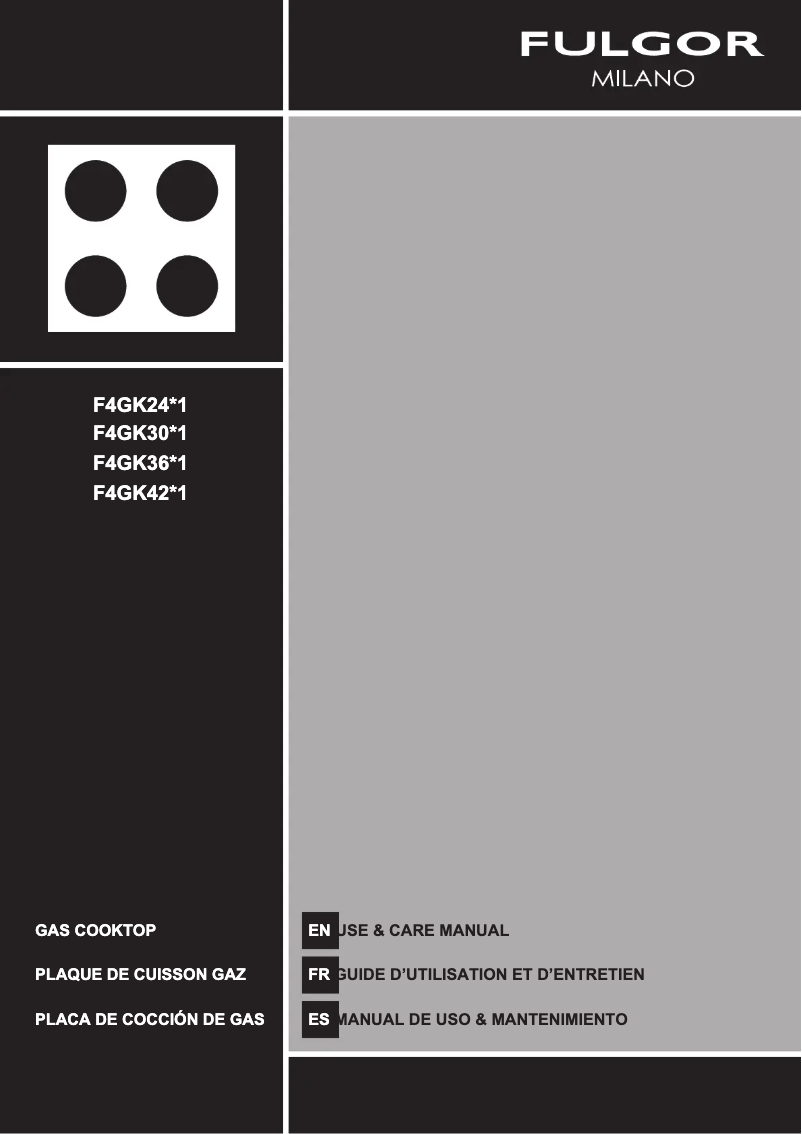 Page 1 of the manual User Manual Fulgor Milano F4GK36S1