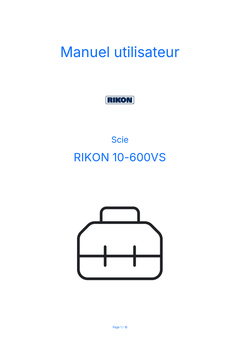 Page n°1 - Manuel utilisateur RIKON 10-600VS