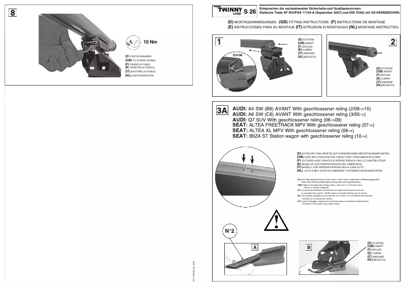 Page 1 de la notice Manuel utilisateur Twinny Load S 26