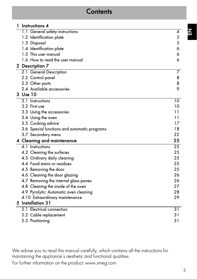 Page 1 de la notice Manuel utilisateur Smeg SFPA6925B