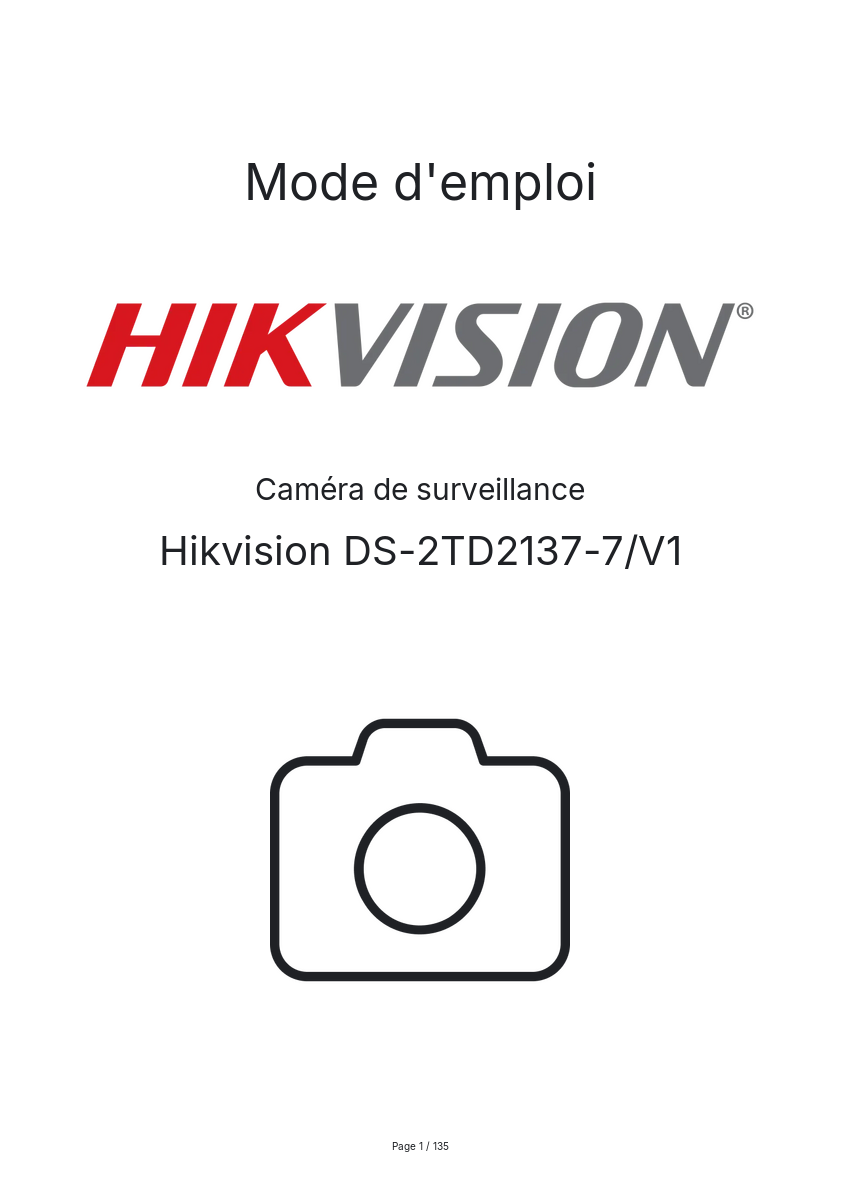 Image de la première page du manuel de l'appareil DS-2TD2137-7/V1