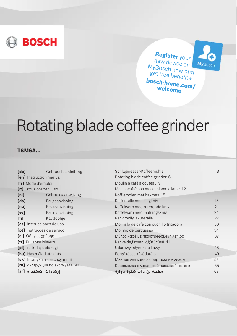 Page 1 of the manual Technical Sheet Bosch TSM6A011W