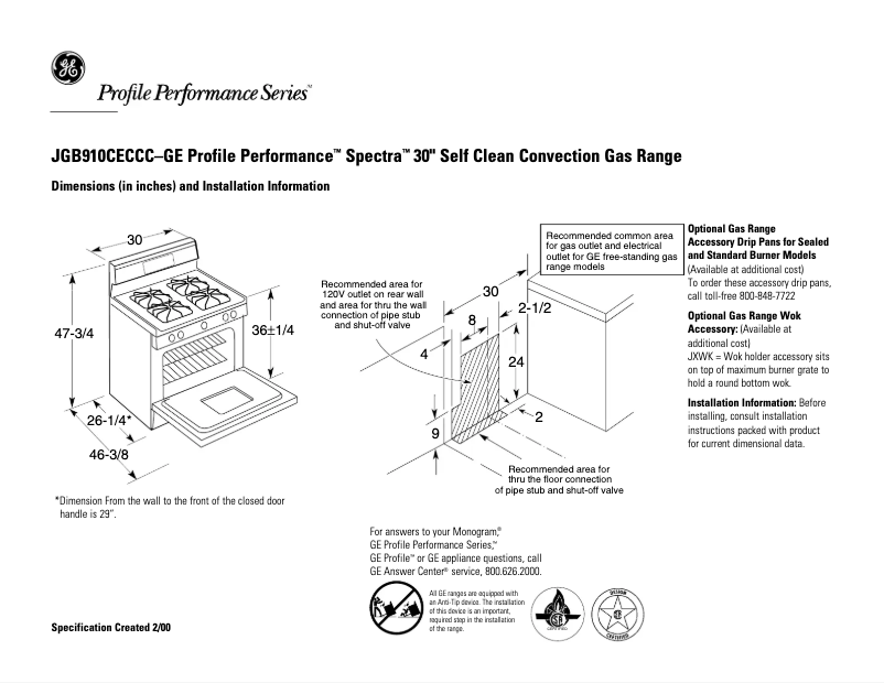 Image de la première page du manuel de l'appareil Profile Spectra JGB910CECCC