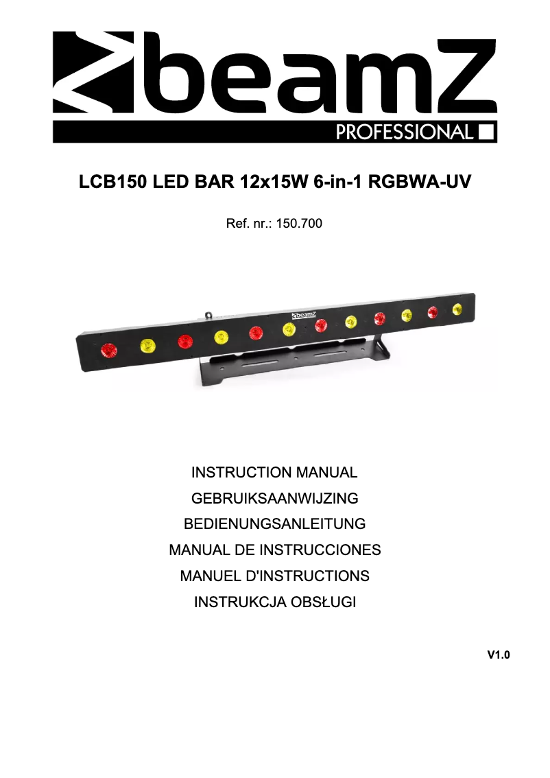 Page n°1 - Manuel utilisateur BeamZ LCB150