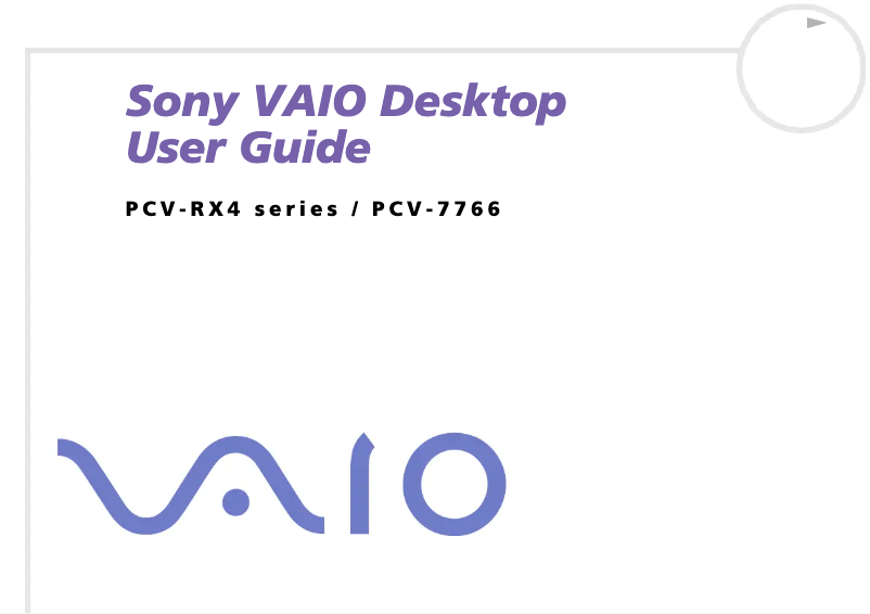 Page 1 de la notice Manuel utilisateur Sony PCV-RX4