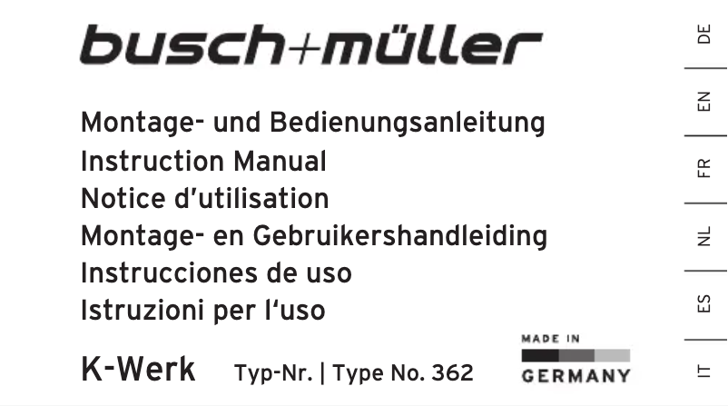 Page 1 de la notice Manuel utilisateur Busch + Müller K-Werk