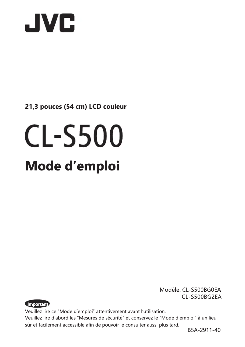Page 1 de la notice Manuel utilisateur JVC CL-S500