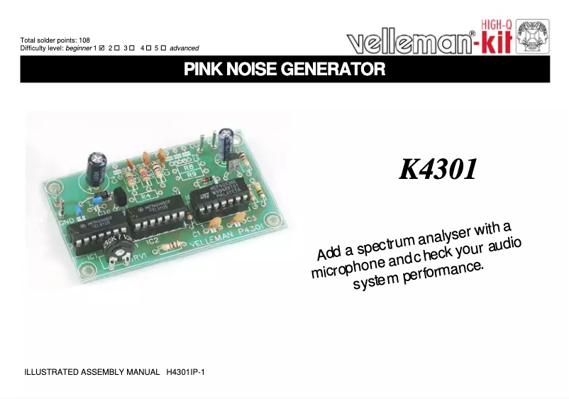 Image de la première page du manuel de l'appareil K4301