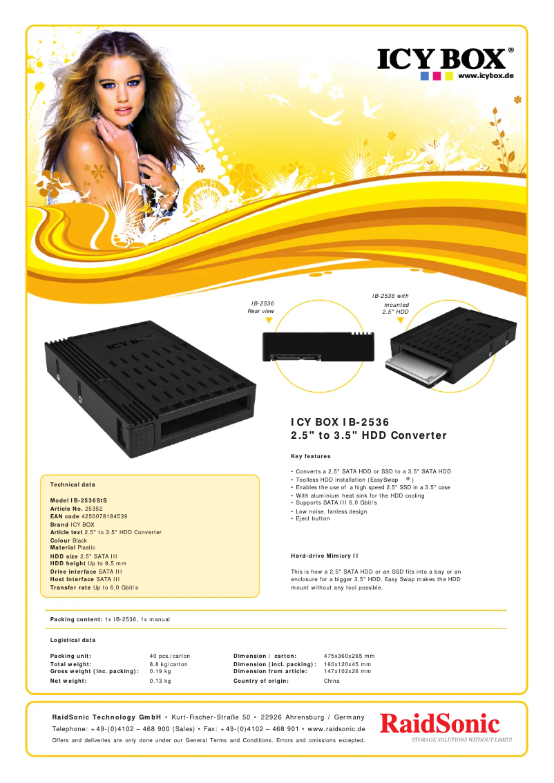 Página 1 del manual Ficha técnica Icy Box IB-2536StS