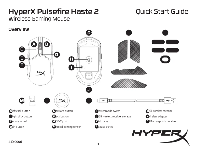 Page 1 de la notice Manuel utilisateur HyperX Pulsefire Haste 2