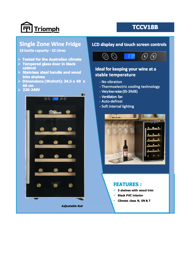Página 1 del manual Ficha técnica Triomph TCCV18B