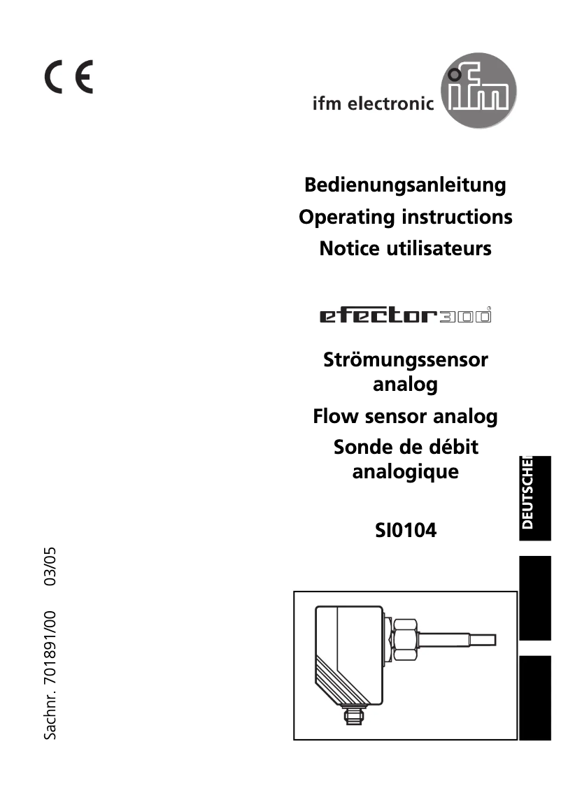 Page n°1 - Manuel utilisateur IFM SI0104