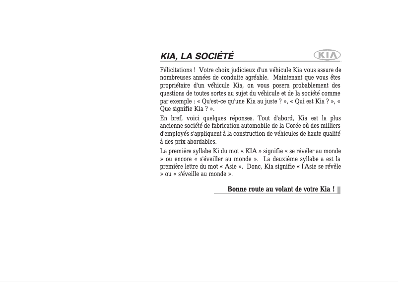 Page n°1 - Manuel utilisateur Kia Amanti (2008)