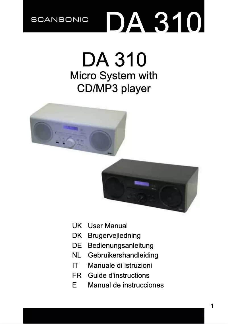 Página 1 del manual Manual de usuario Scansonic DA310