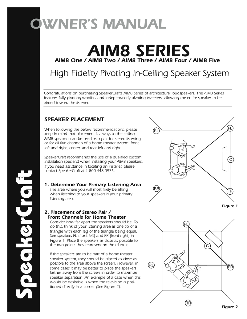 Page 1 de la notice Manuel utilisateur SpeakerCraft AIM8 One