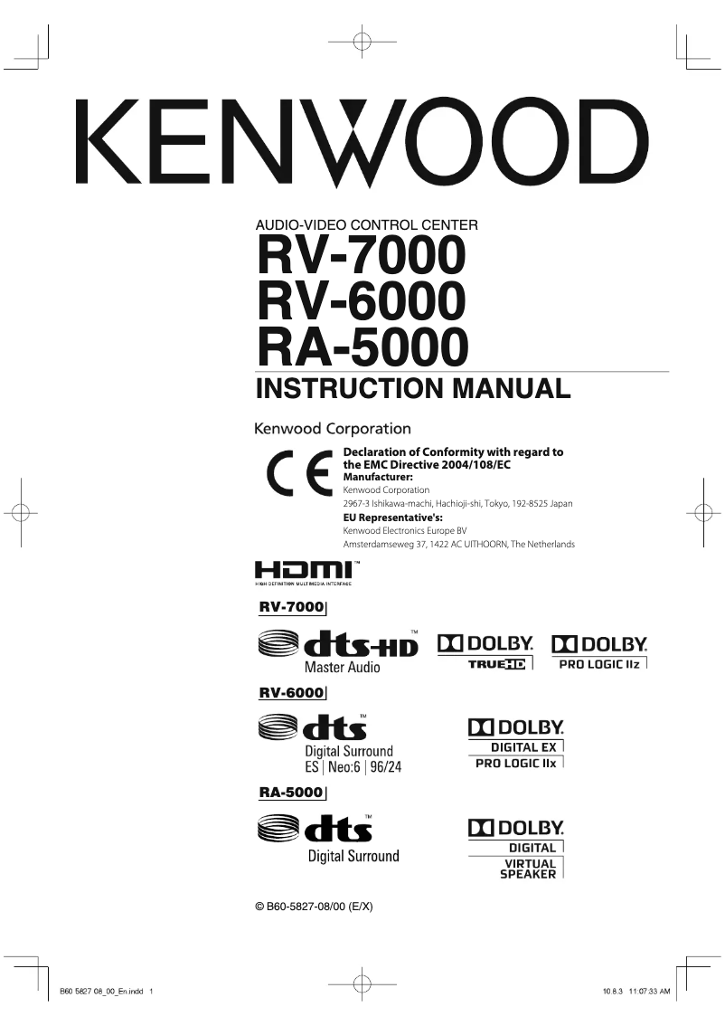 Image de la première page du manuel de l'appareil RV-6000