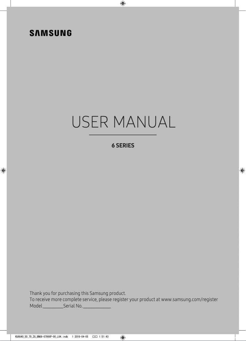 Page 1 de la notice Manuel utilisateur Samsung UE43KU6659U