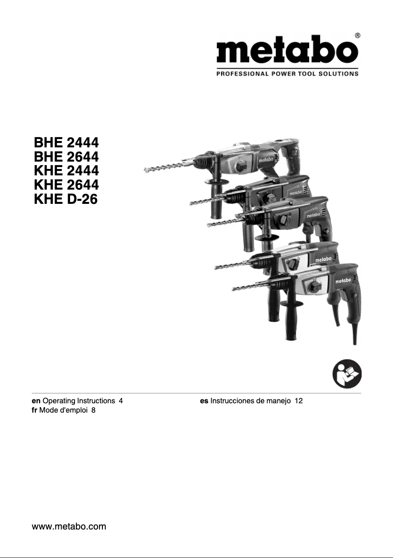 Page 1 de la notice Manuel utilisateur Metabo KHE 2644