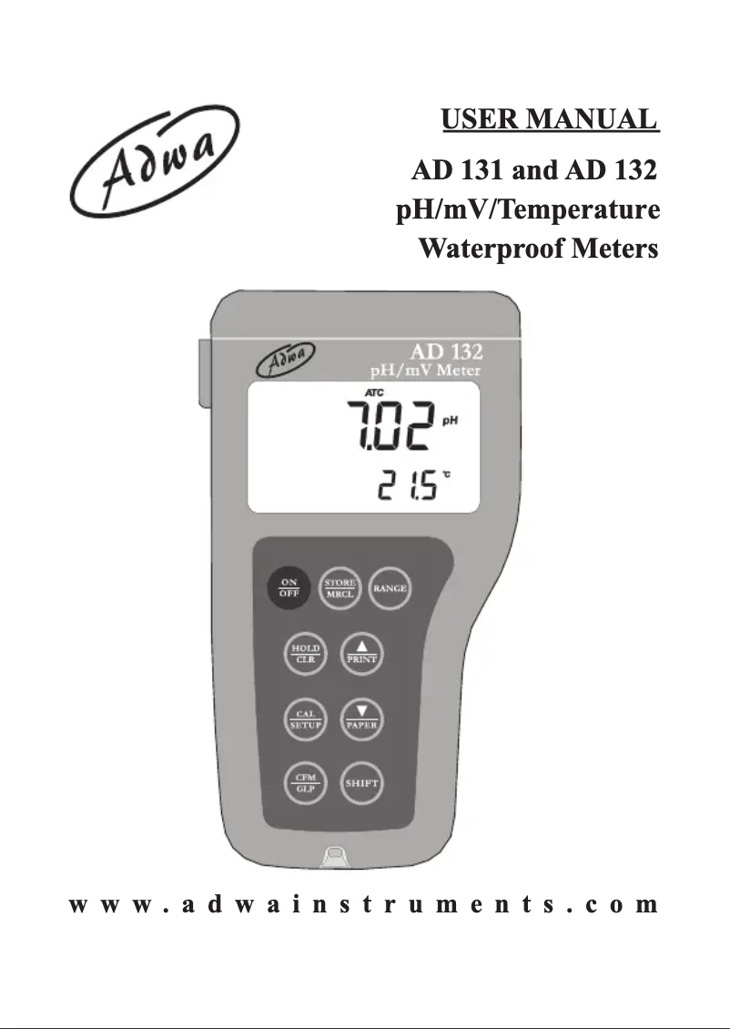 Page n°1 - Manuel utilisateur Adwa AD132
