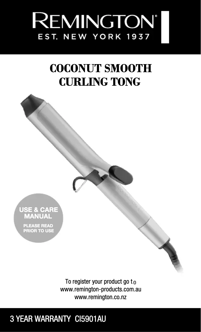 Page 1 de la notice Manuel utilisateur Remington Coconut Smooth CI5901AU