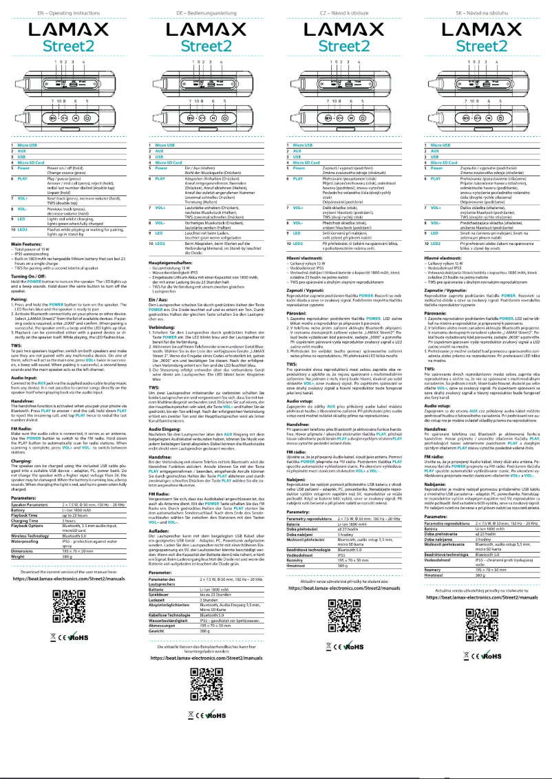 Page 1 de la notice Manuel utilisateur Lamax Street2