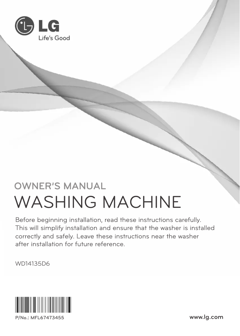 Page 1 de la notice Manuel utilisateur LG WD14135D6