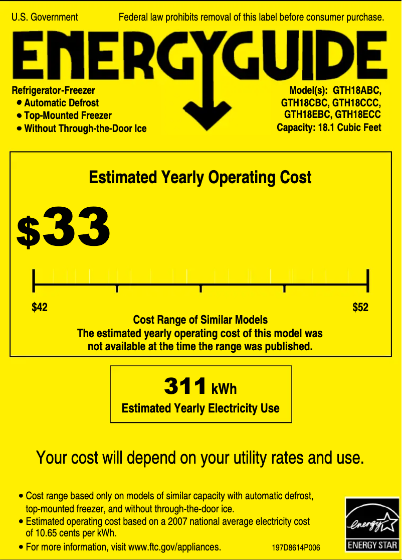 Imagen de la primera página del manual del dispositivo GTH18ECCWW