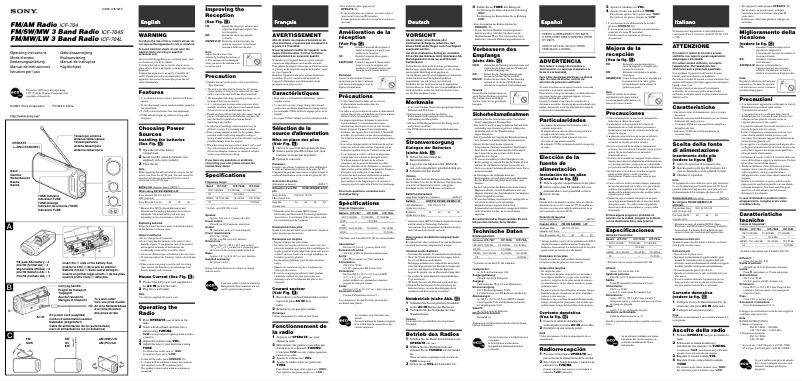 Page n°1 - Manuel utilisateur Sony ICF-704