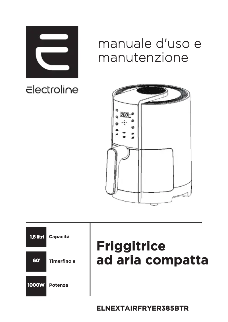 Page 1 de la notice Manuel utilisateur Electroline ELNEXTAIRFRYER385BTR