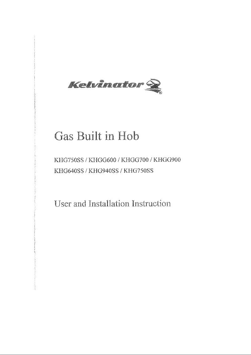 Page n°1 - Manuel utilisateur Kelvinator KHGG700
