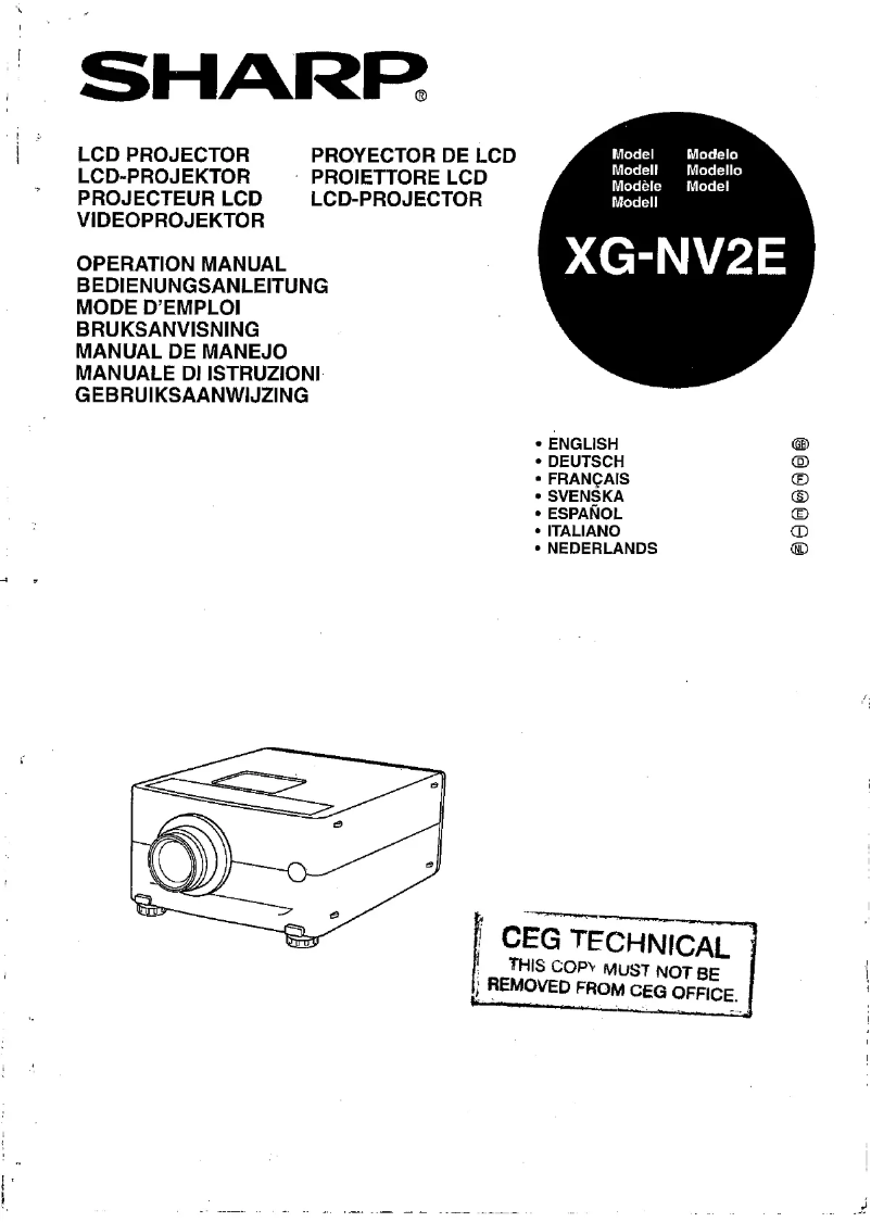 Page n°1 - Manuel utilisateur Sharp XG-NV2E