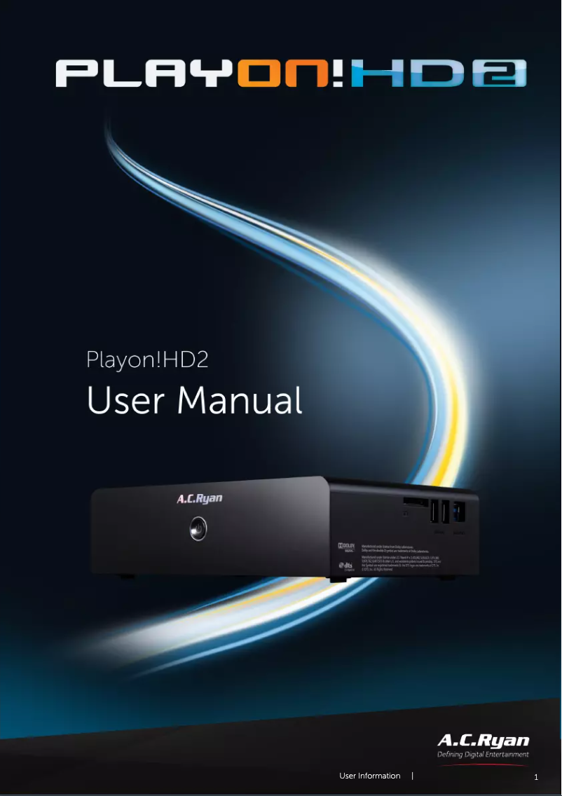 Page n°1 - Manuel utilisateur AC Ryan Playon!HD ACR-PV73700