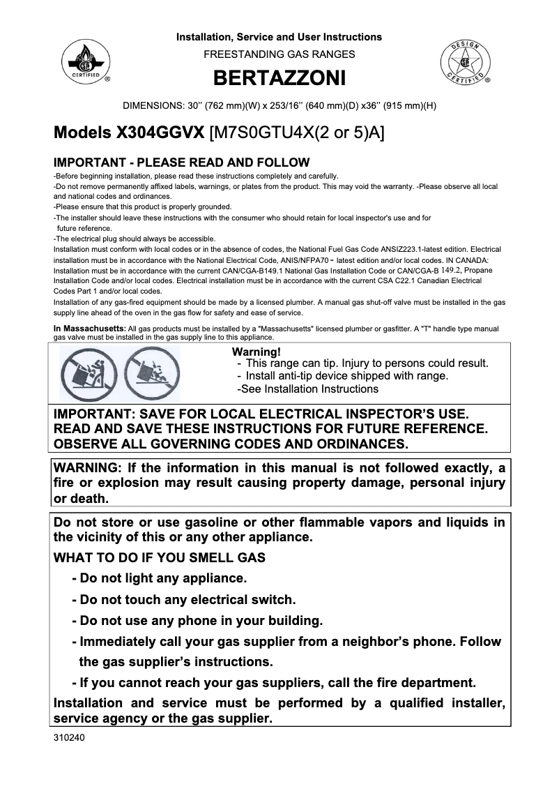 Image de la première page du manuel de l'appareil PRO30 4 GAS VI