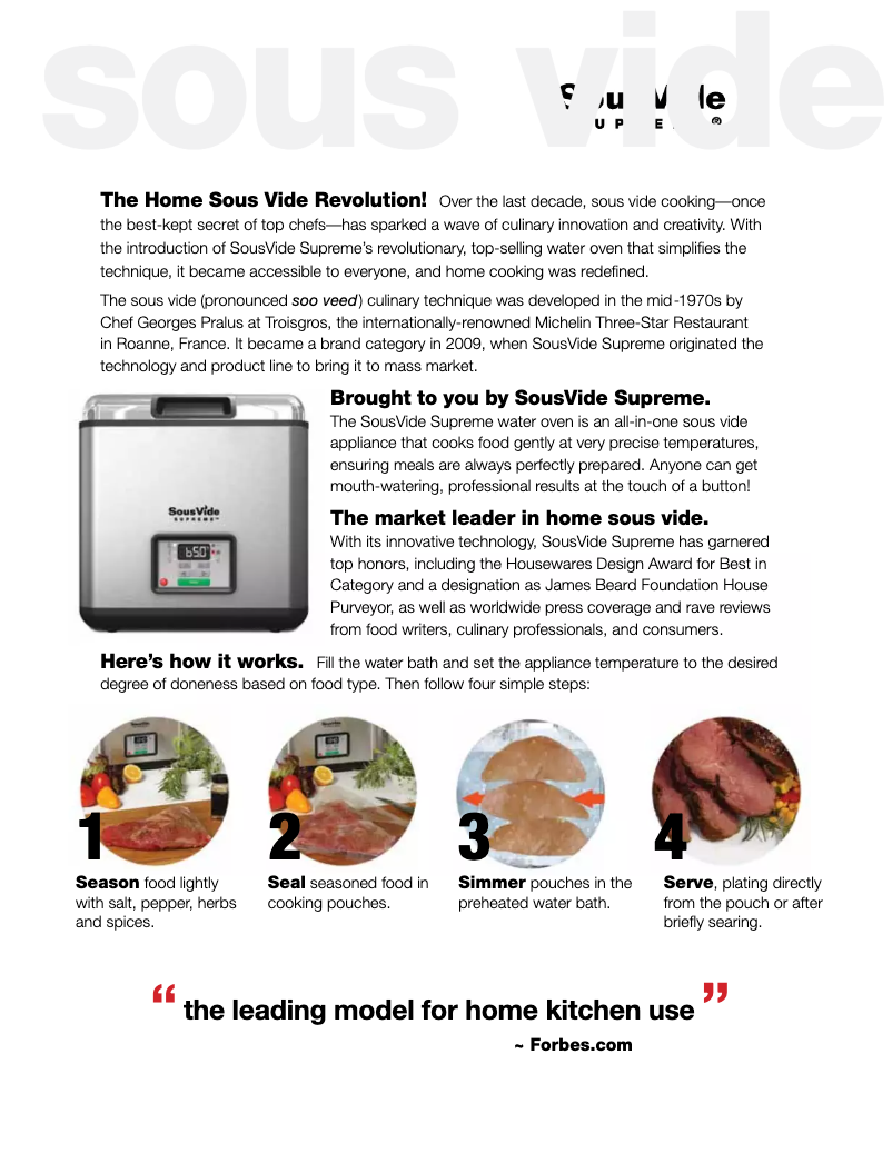 Page n°1 - Manuel utilisateur SousVide Supreme Demi