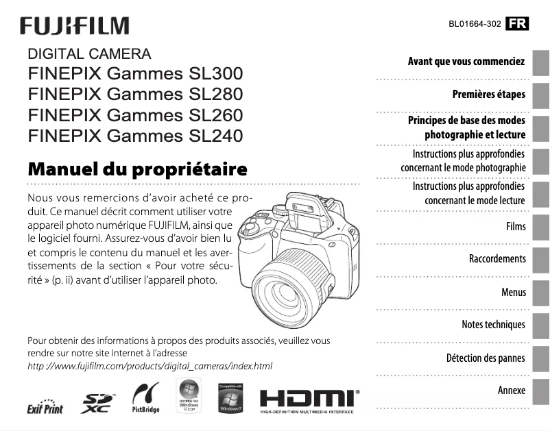 Page n°1 - Manuel utilisateur Fujifilm FinePix SL240