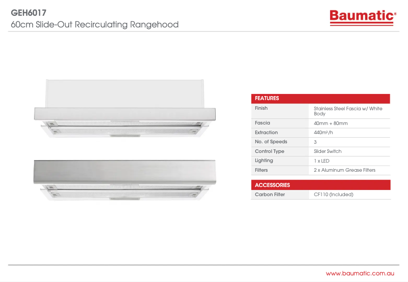 Page n°1 - Fiche technique Baumatic GEH6017