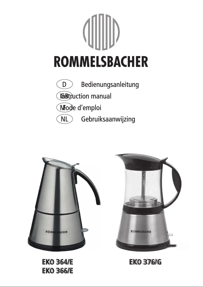 Page n°1 - Manuel utilisateur Rommelsbacher EKO 366/E