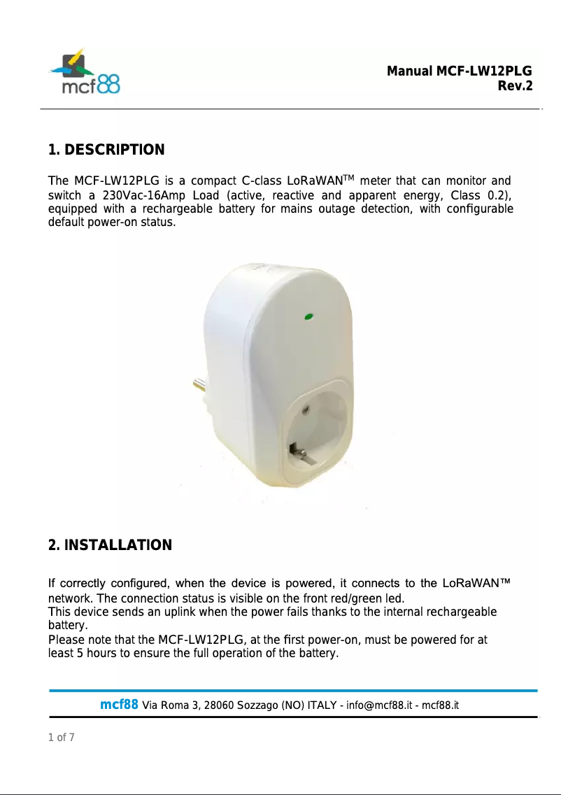 Image de la première page du manuel de l'appareil MCF-LW12PLG