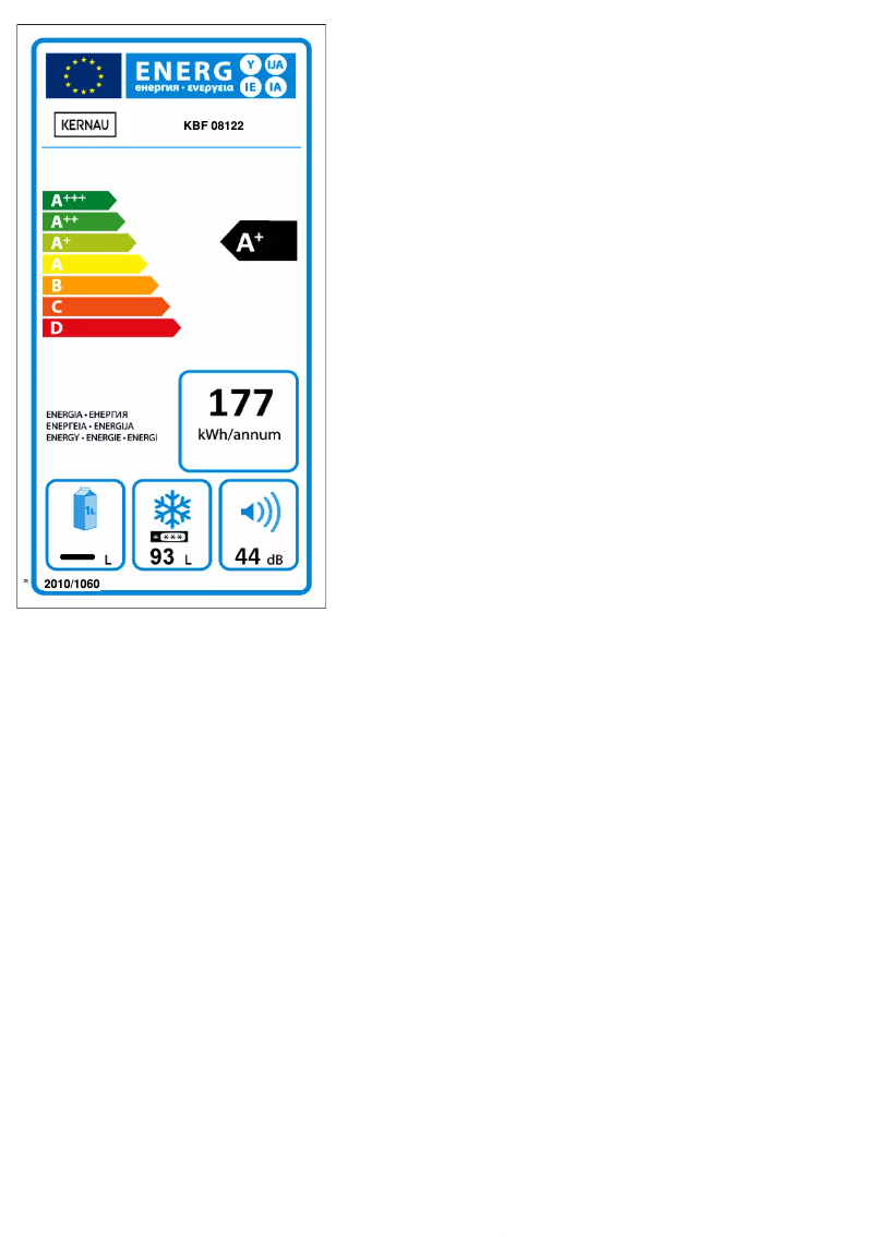 Página 1 del manual Etiqueta energética Kernau KBF 08122